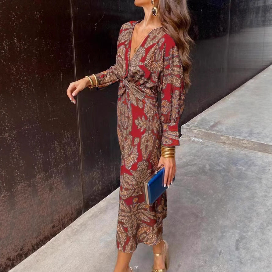 Printed A-Line Womens Dress