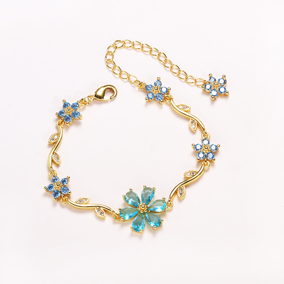 Floral Gold Plated Chain Bracelet