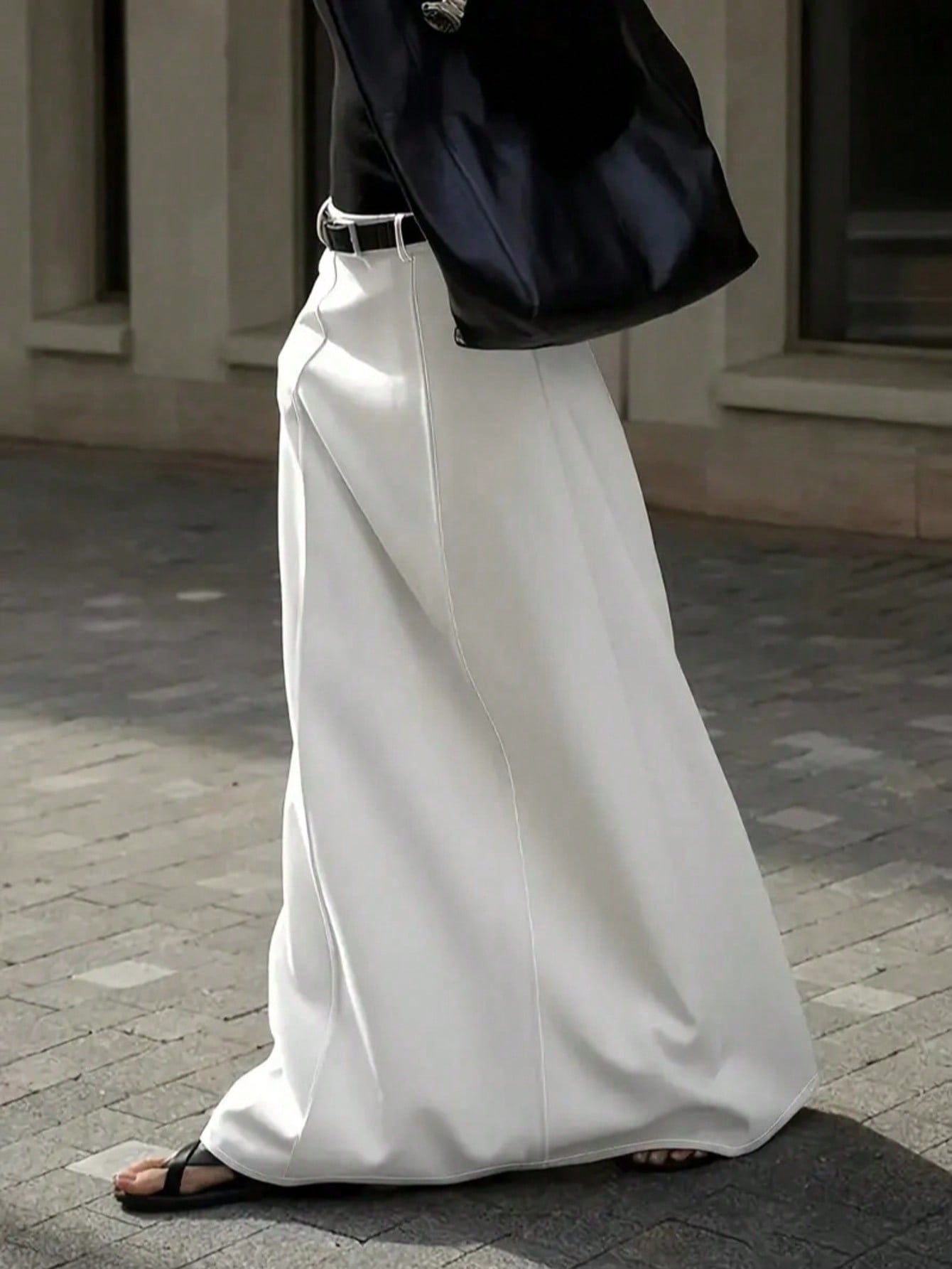 Solid Color Long Skirt with Pockets