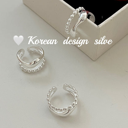 S925 Sterling Silver Double Layer Bead Ring