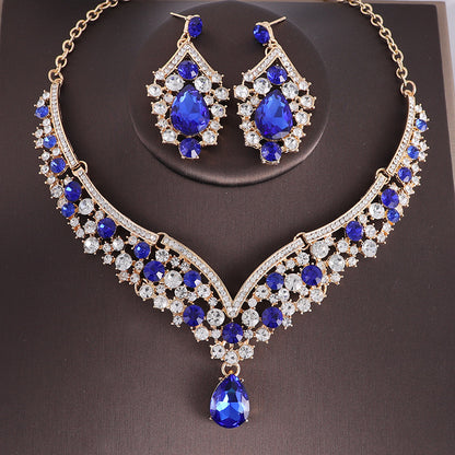 Rhinestone Necklace and Earrings Set