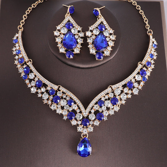 Rhinestone Necklace and Earrings Set
