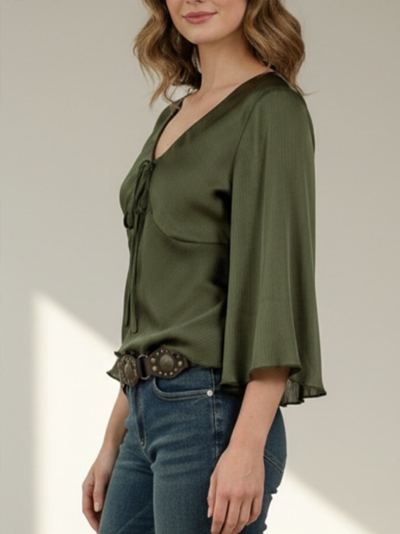 Puff-sleeve strap top