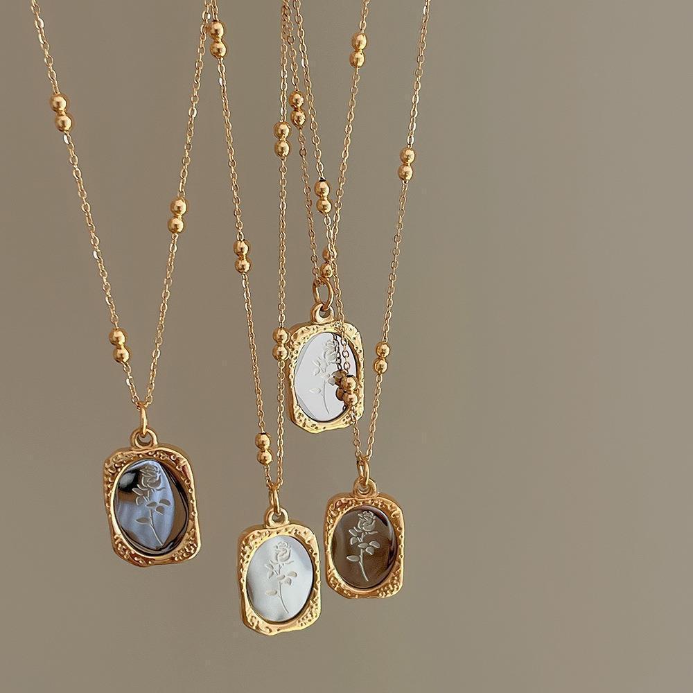 Magic Mirror Rose Titanium Steel Necklace