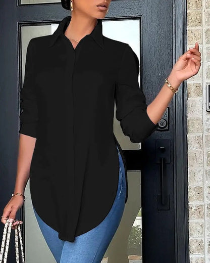 Womens Slim Fit Polo Collar Shirt