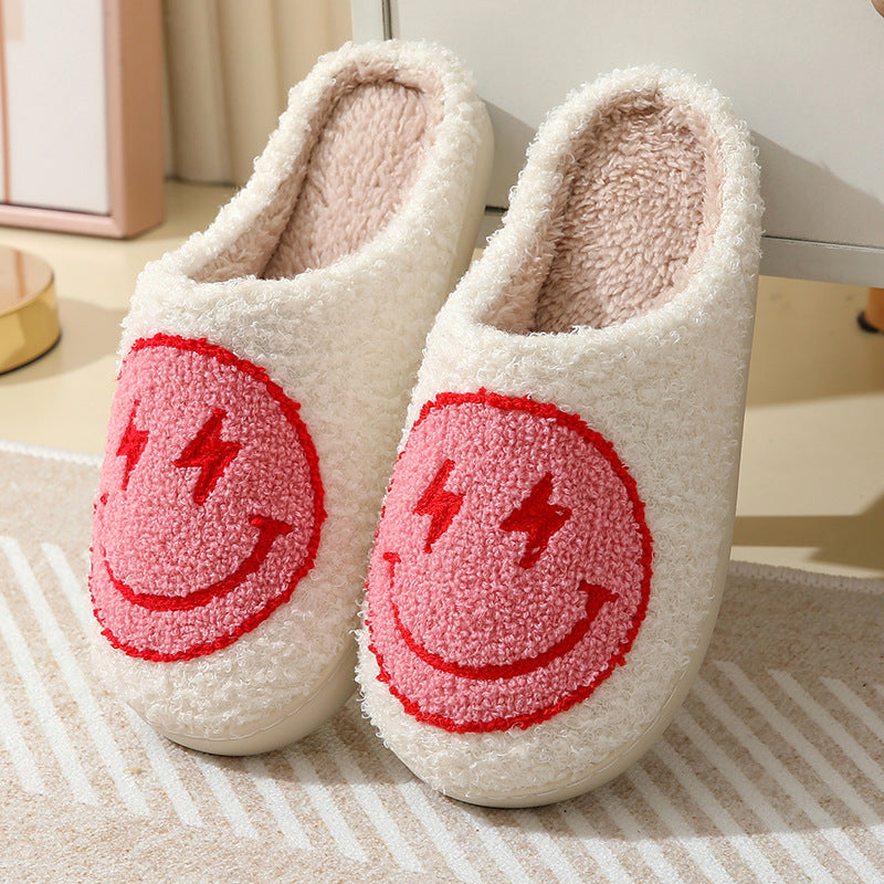 Winter Smiley Face Cotton Slippers