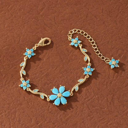 Floral Gold Plated Chain Bracelet