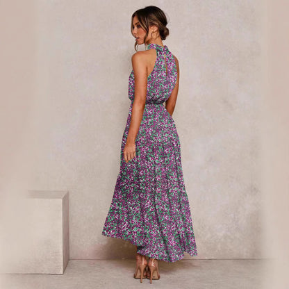 Polka Dot Halter Neck Long Dress
