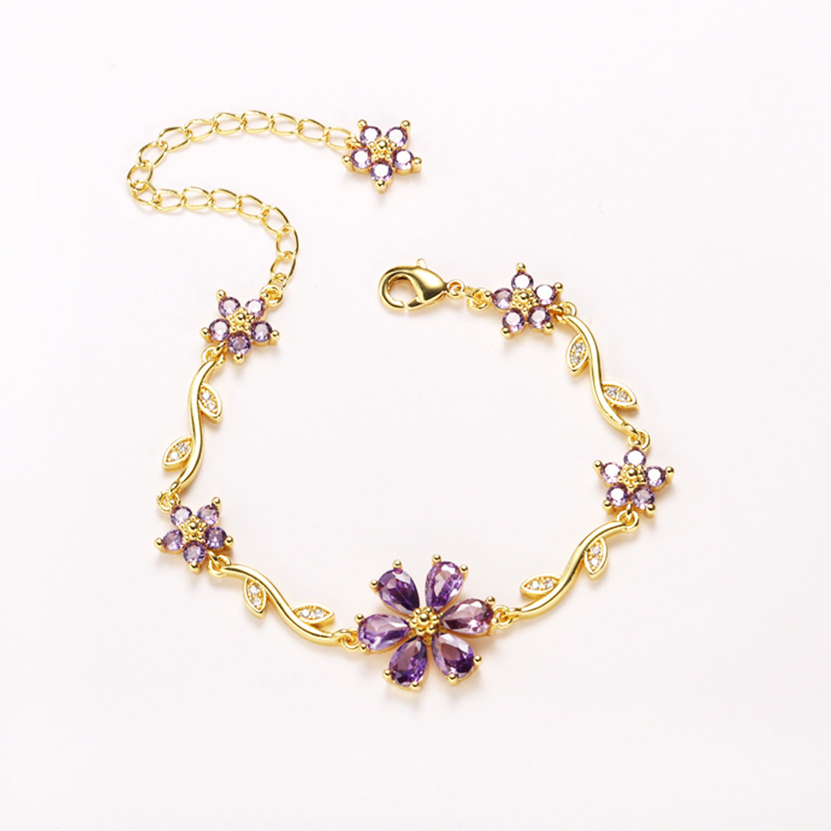 Floral Gold Plated Chain Bracelet