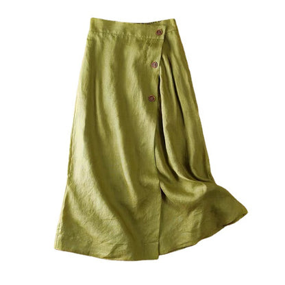 Cotton Linen A-Line Flared Skirt