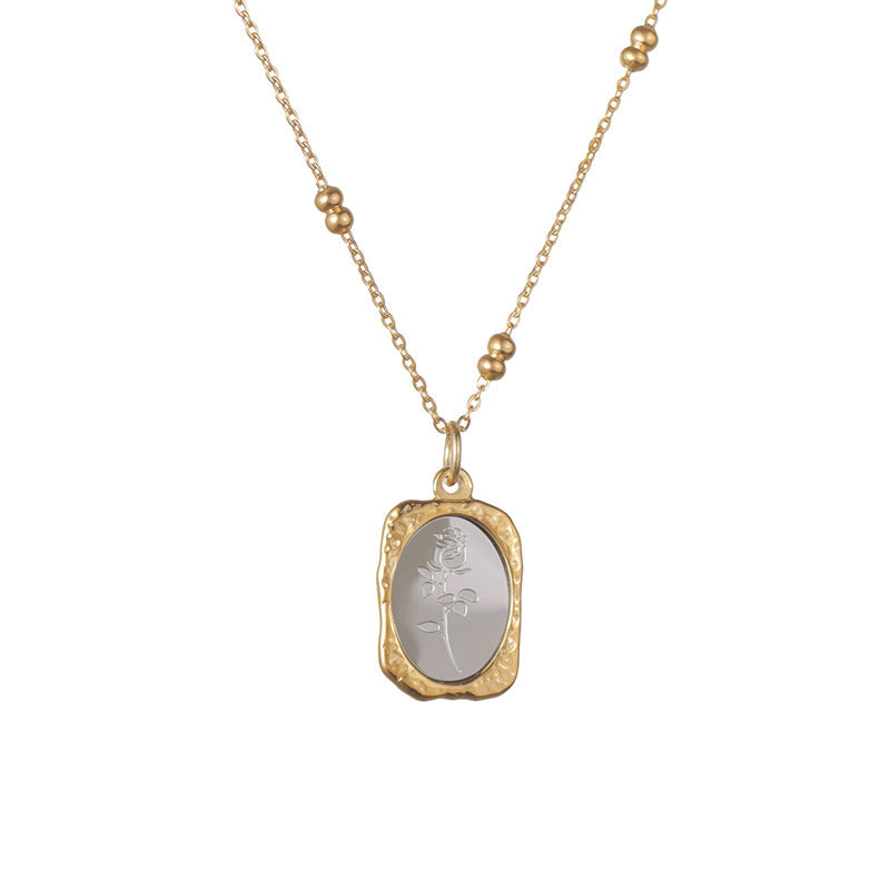 Magic Mirror Rose Titanium Steel Necklace