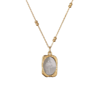 Magic Mirror Rose Titanium Steel Necklace