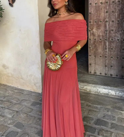 Women's Mesh Splicing Slim-Fit Long Dress