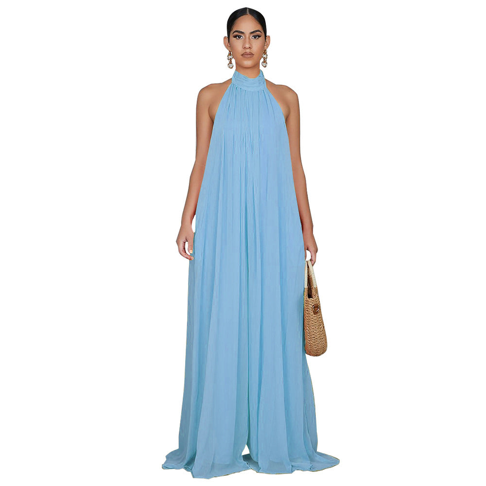 Sleeveless Backless Chiffon Jumpsuit
