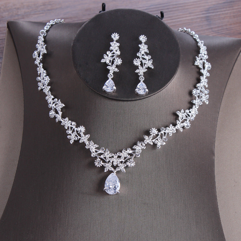 Zircon Necklace and Earrings Set for Wedding