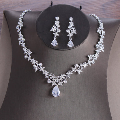 Zircon Necklace and Earrings Set for Wedding