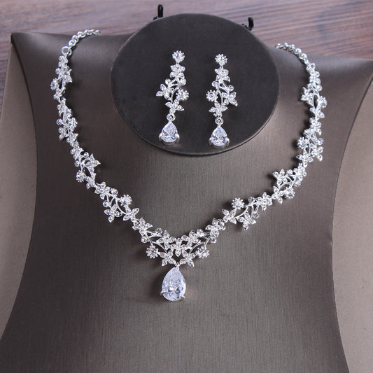 Zircon Necklace and Earrings Set for Wedding