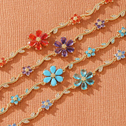 Floral Gold Plated Chain Bracelet