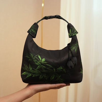 Xiangyunsha Crescent Crossbody Bag with Drawstring