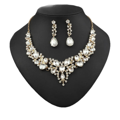 Elegant Rhinestone Teardrop Necklace and Earrings