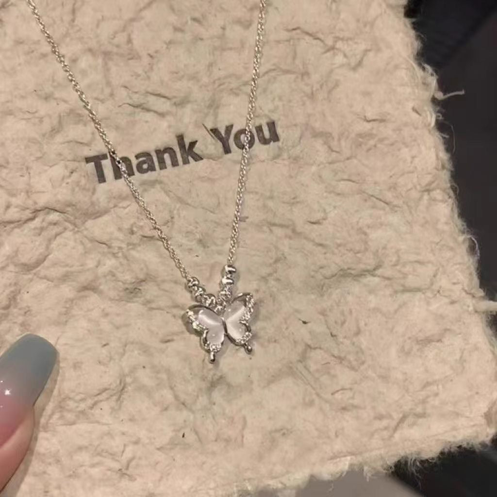 Ice Clear Butterfly Cat's Eye Adjustable Necklace Drip Depot