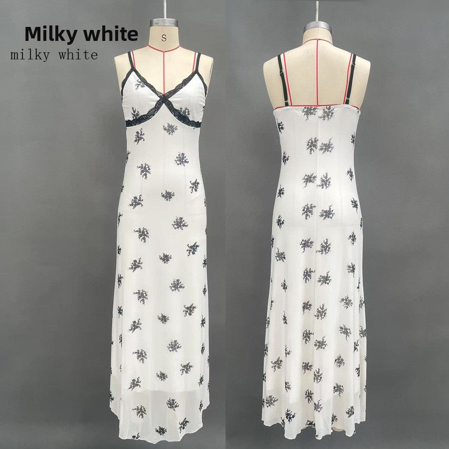V Neck Slim Backless Suspender Dress for Women