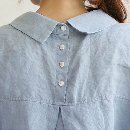 Shirt Loose Plus Size Long Cotton Linen Textured Dress Shirt Style