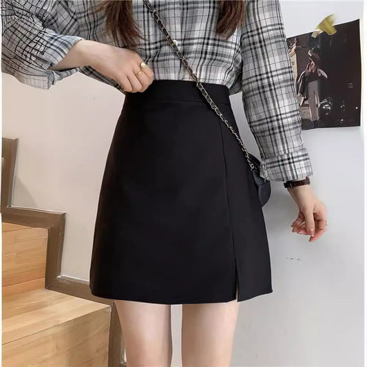 A-Line High Waist Slit Short Skirt