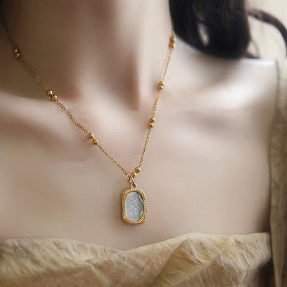 Magic Mirror Rose Titanium Steel Necklace