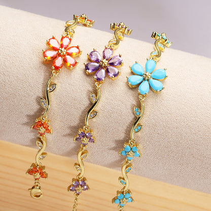 Floral Gold Plated Chain Bracelet