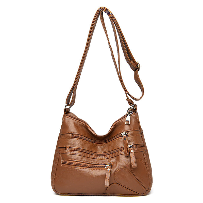 Soft Leather Crossbody Bag with Large Capacity