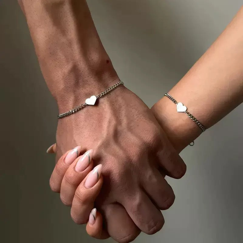 Geometric Heart Couple Bracelet Set Drip Depot