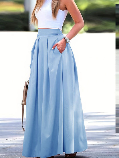 High Waist A-Line Long Skirt