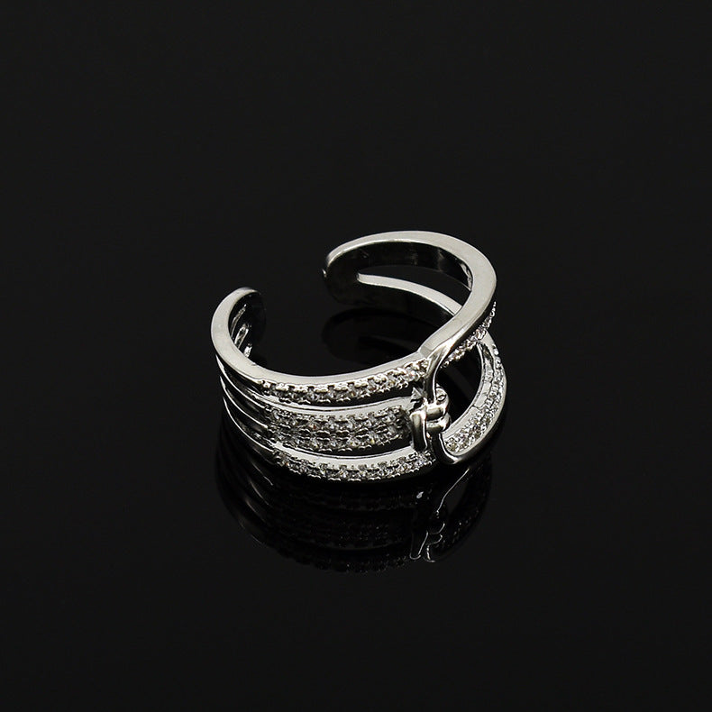 Adjustable Double Layer Geometric Finger Ring