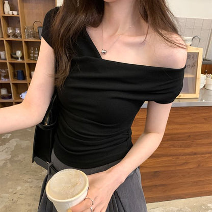 Off-Shoulder Slim-Fit T-Shirt