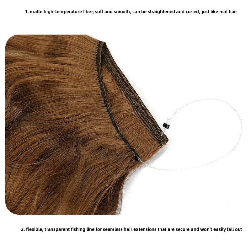 Seamless Fish Line Hair Extension Curly Synthetic Wig