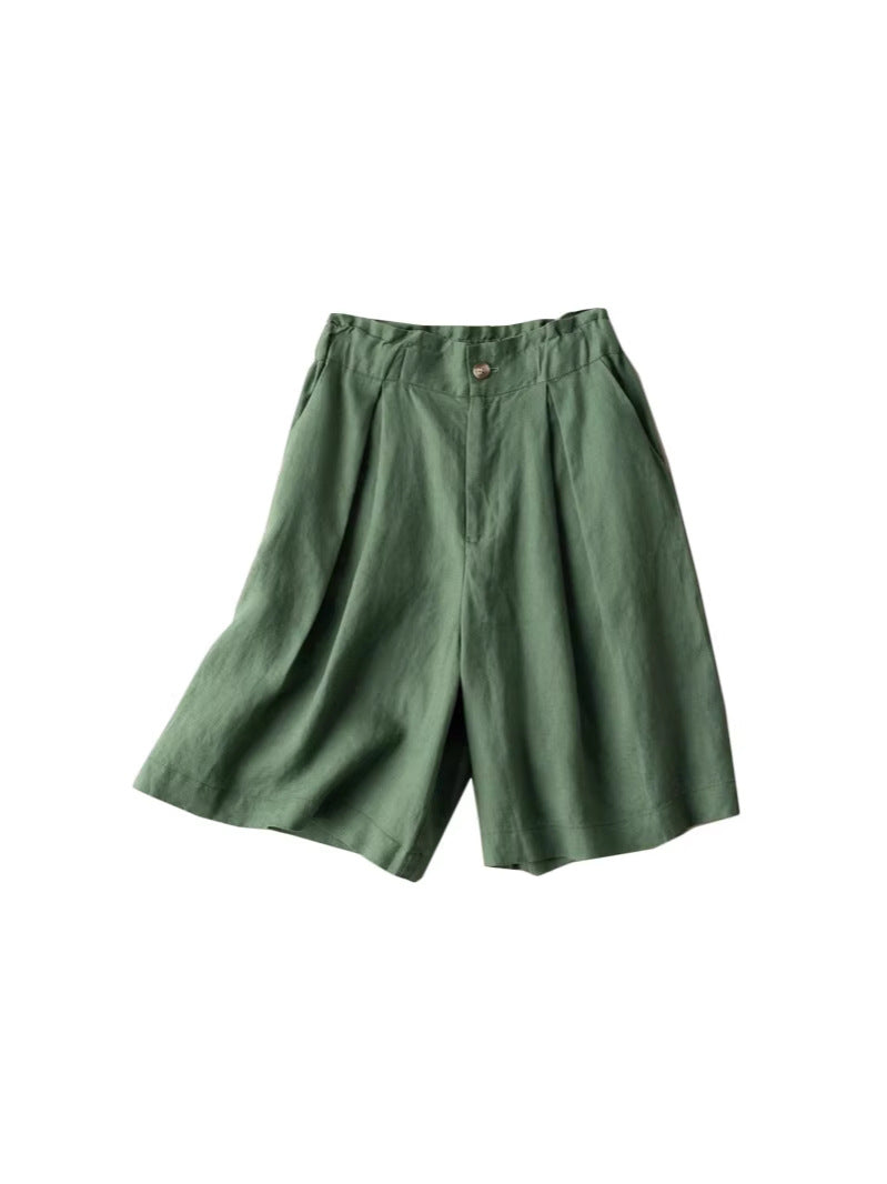 Cotton Linen Wide Leg Shorts