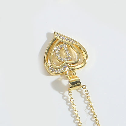 Heart Shape Zircon Letter Necklace