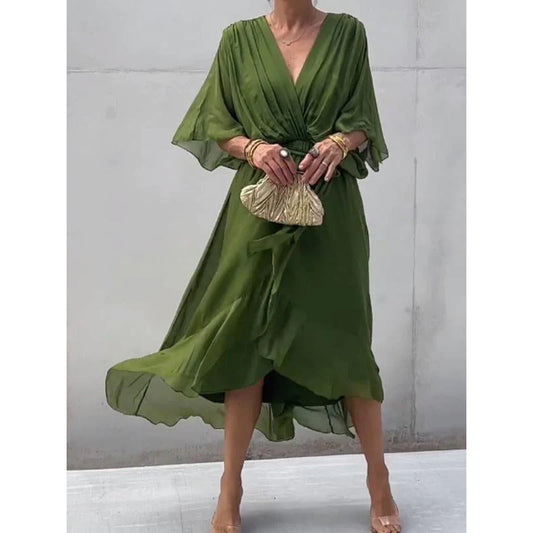 Elegant Bat Sleeve Long Dress Drip Depot