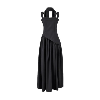 Fitted-waist pleated maxi dress Drip Depot