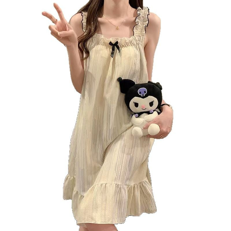 Sling Nightgown  Thin Cute Sweet Pajamas with Chest Pad