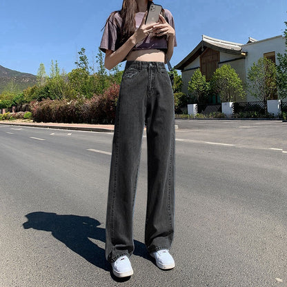 High Waist Wide Leg Denim Pants
