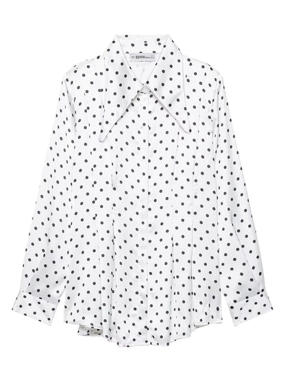 Women's Polka Dot Shirt and High-Waisted Pants Drip Depot