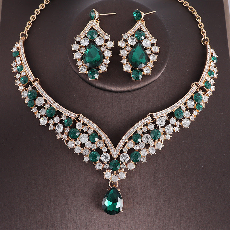 Rhinestone Necklace and Earrings Set