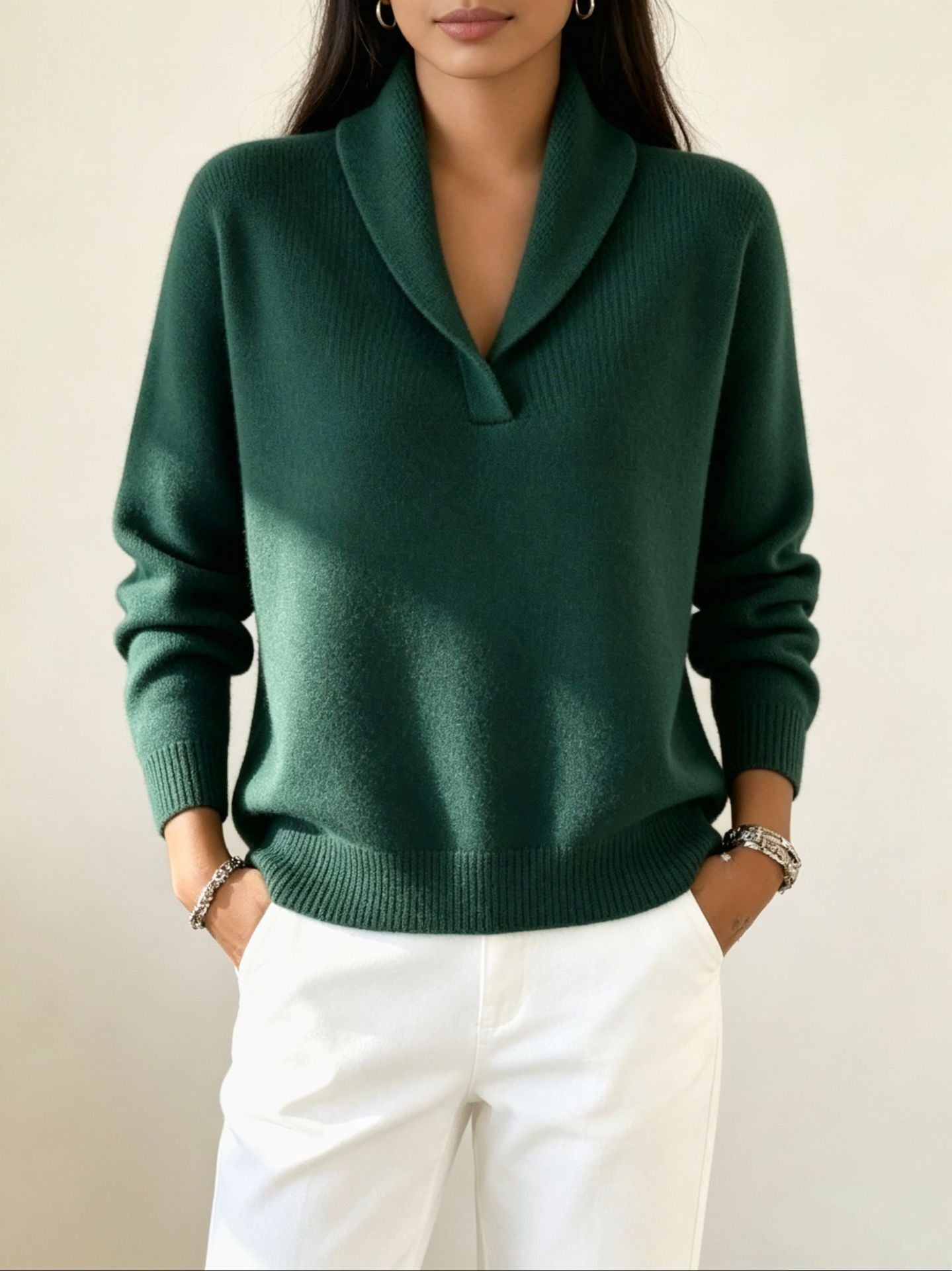 Long Sleeve Solid Color Knit Sweater
