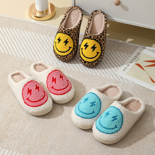 Winter Smiley Face Cotton Slippers