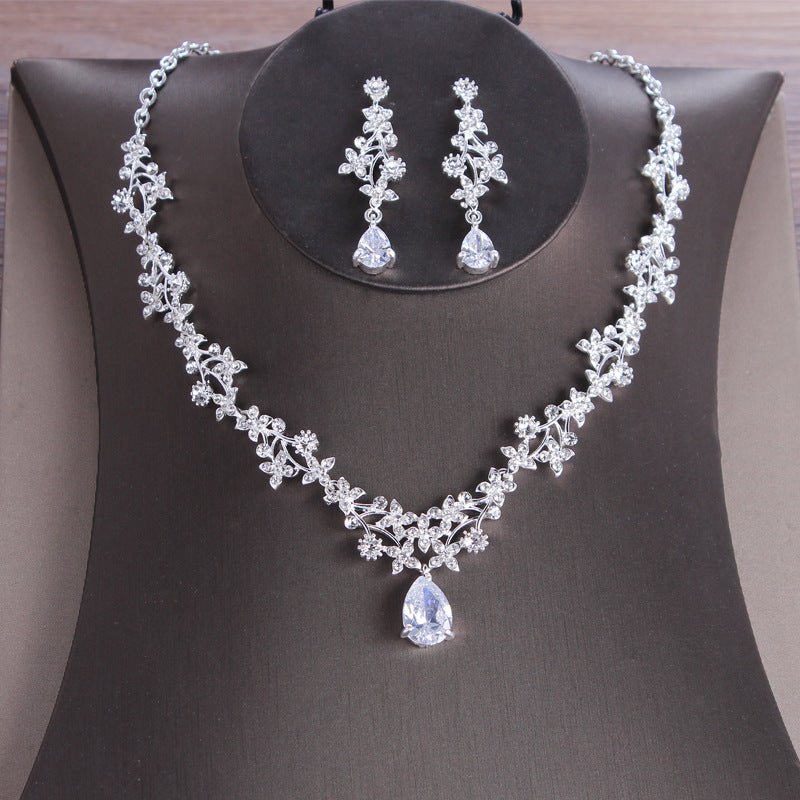 Zircon Necklace and Earrings Set for Wedding