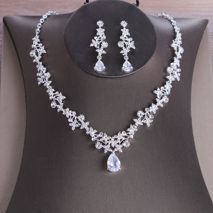 Zircon Necklace and Earrings Set for Wedding