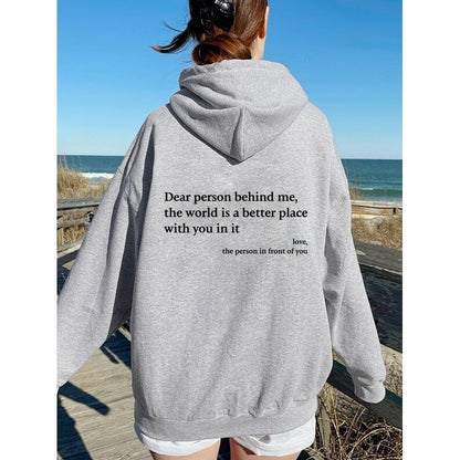Letter Print Fleece Hoodie Sweatshirt