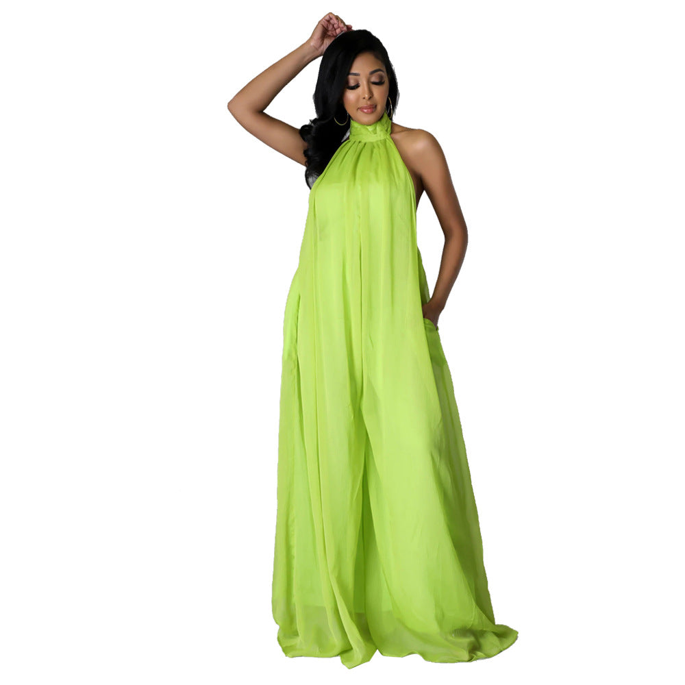 Sleeveless Backless Chiffon Jumpsuit